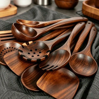 Set de utensilios de cocina de teca natural