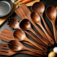 Set de utensilios de cocina de teca natural