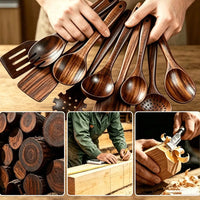 Set de utensilios de cocina de teca natural