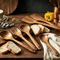 Set de utensilios de cocina de teca natural